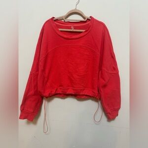 Free People Movement Moment Red Cropped Sweatshirt Adjustable Drawstring size L
